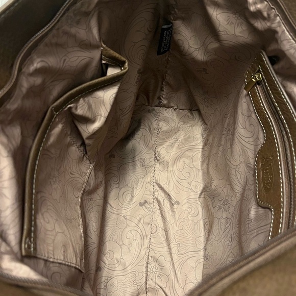 Justin Boots Brown Vegan Leather Tote with Turquoise Conchos - Picture 9 of 11